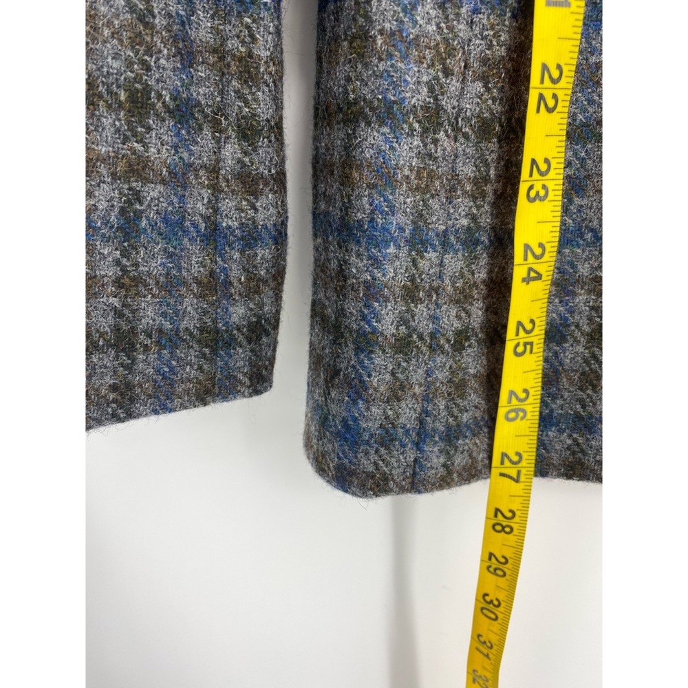 Franco Mirabelli Gray Blue 100% Wool Plaid Collar Blazer Size 10 - Picture 7 of 7